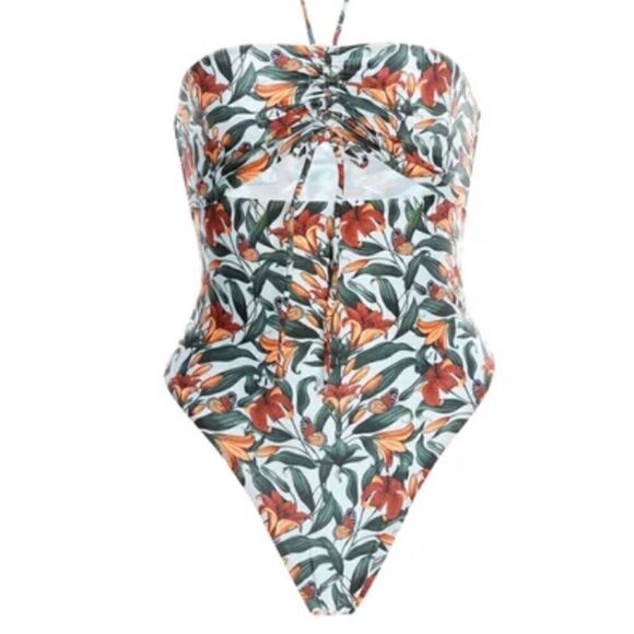Floral Print One Piece Swimsuit - Picture 3 of 16